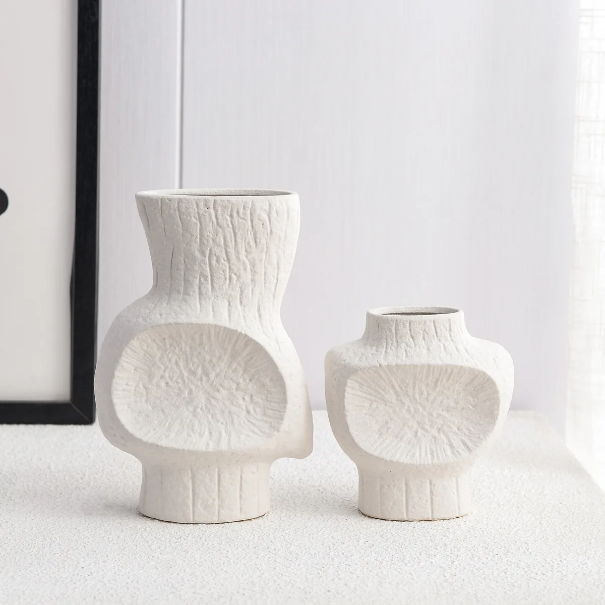 Fenghe sculptural vase pair, SKU 1609 to 1610