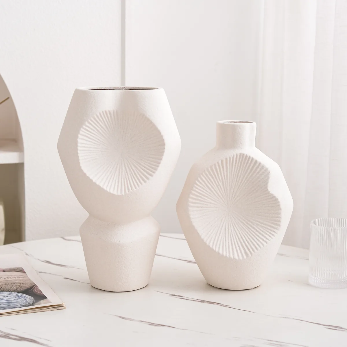 Yian faceted vase pair, SKU 1600 to 1601