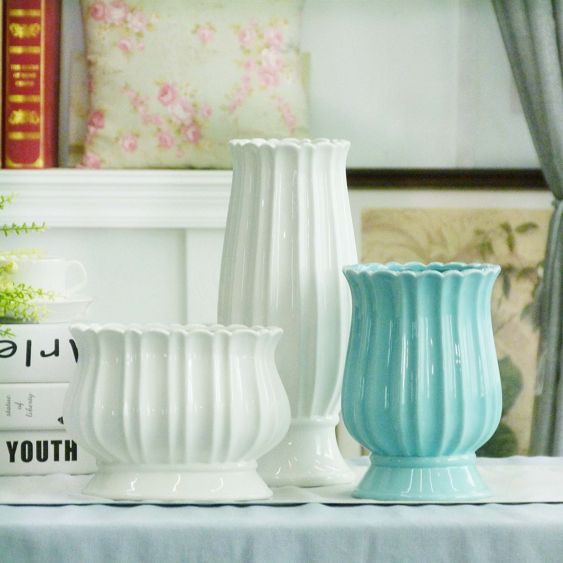 Stripe Glaze ceramic series on a soft backdrop